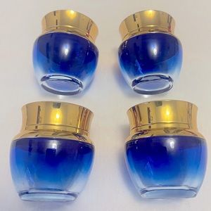 blue cream bottles